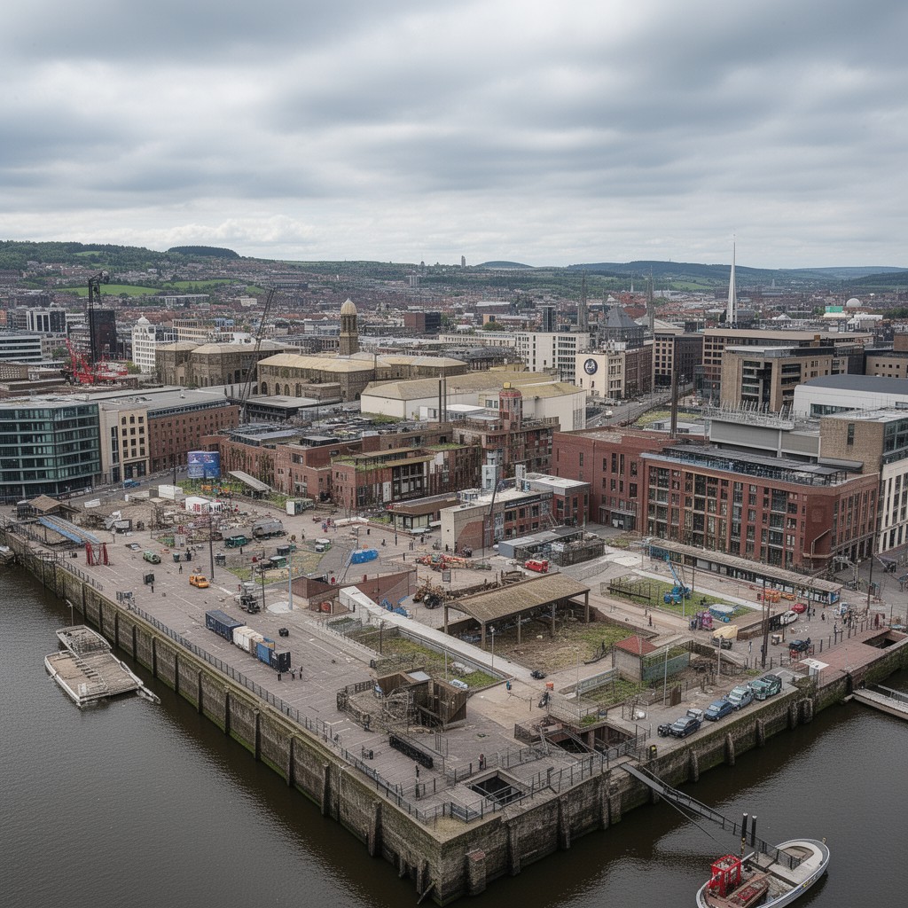 AI-generated illustration of Belfast city centre waterfront regeneration
