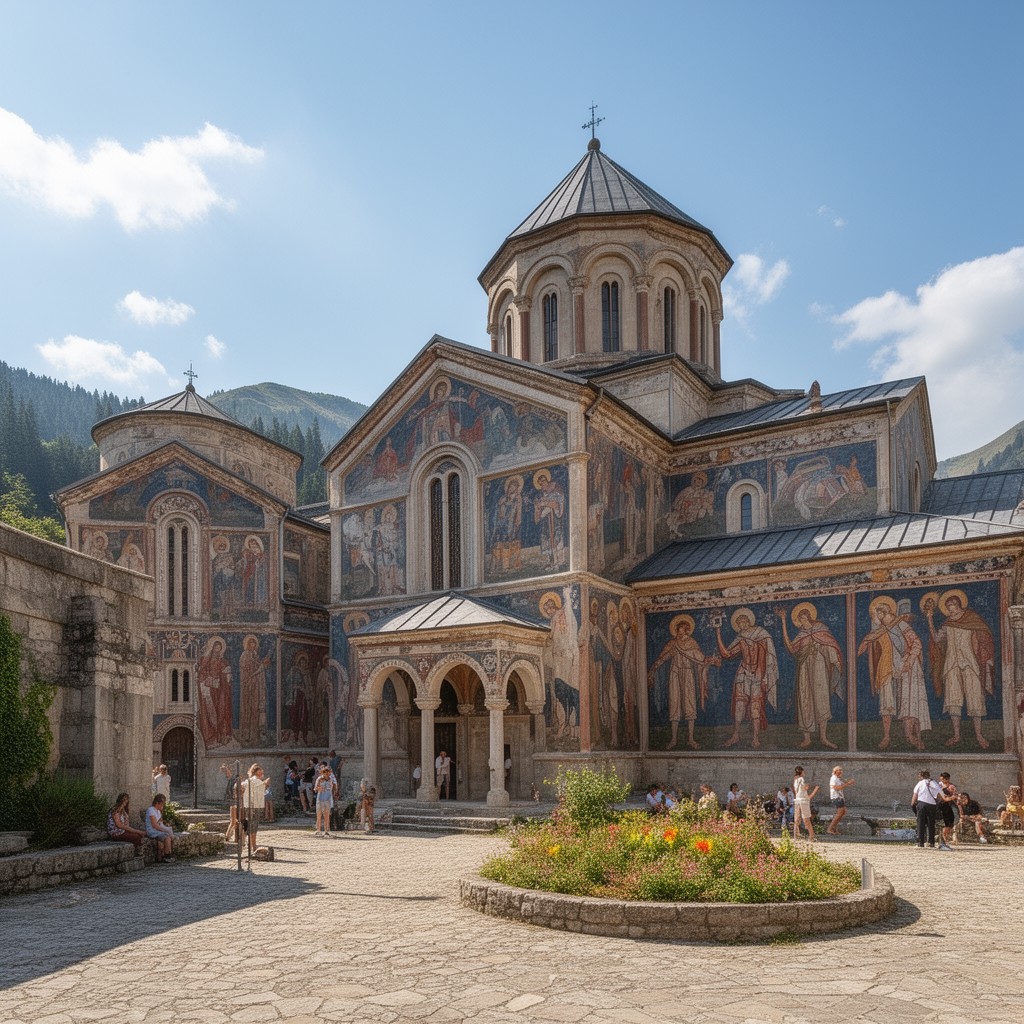 AI-generated illustration of Sopoćani Monastery