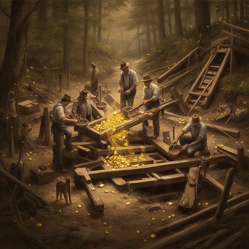 AI-generated illustration of North Carolina gold mines