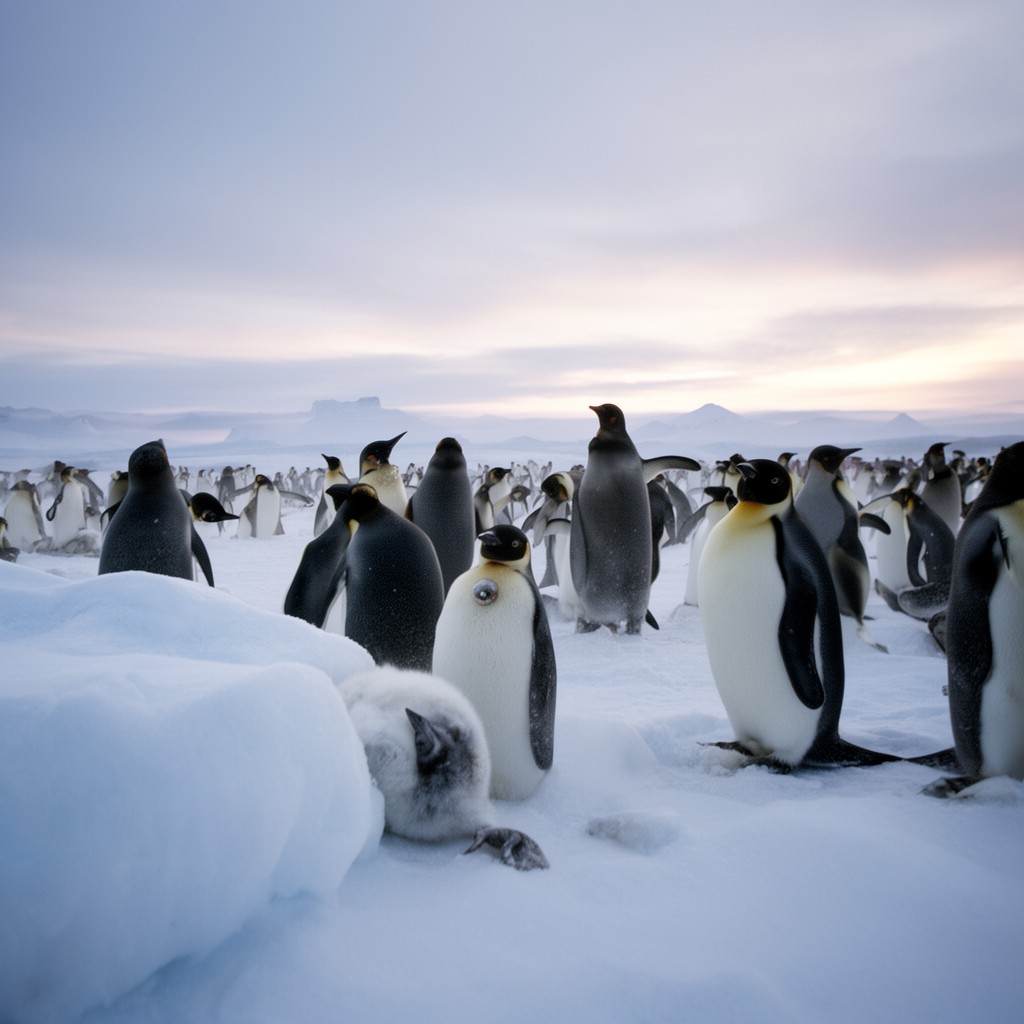 AI-generated illustration of March of the Penguins