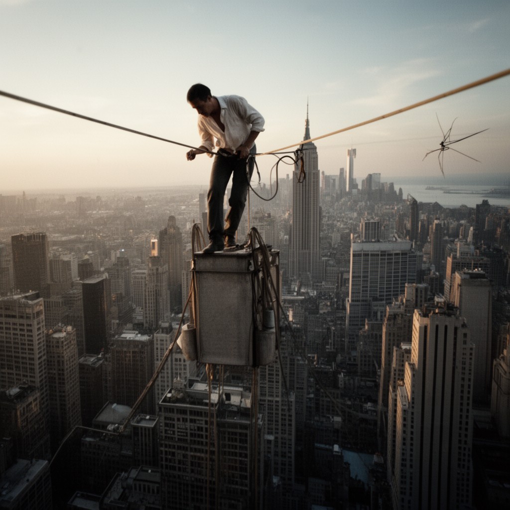 AI-generated illustration of Man on Wire