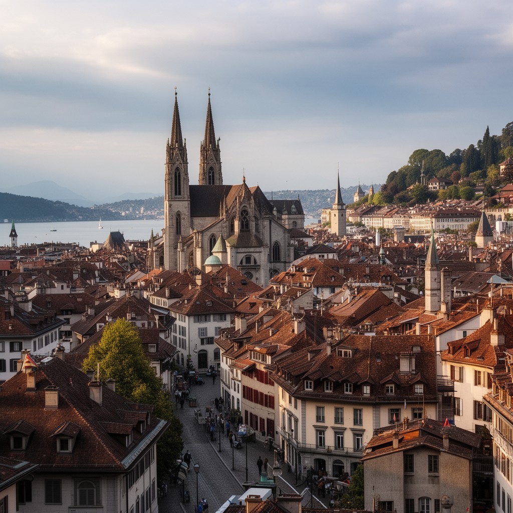 AI-generated illustration of Old Town of Geneva