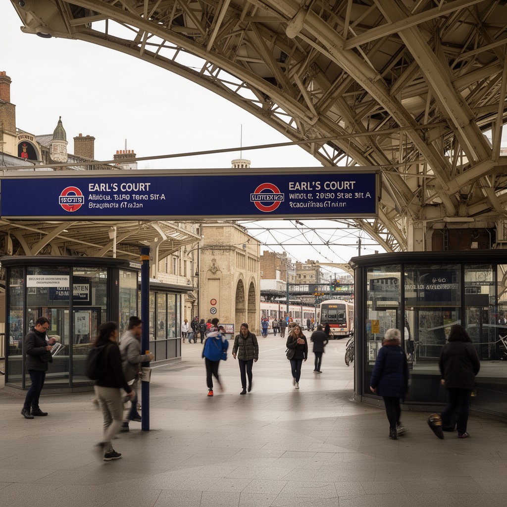 AI-generated illustration of Earl's Court tube station
