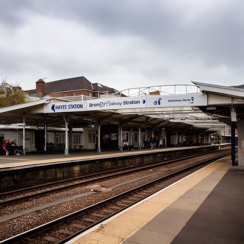 AI-generated illustration of Hayes railway station (Bromley)
