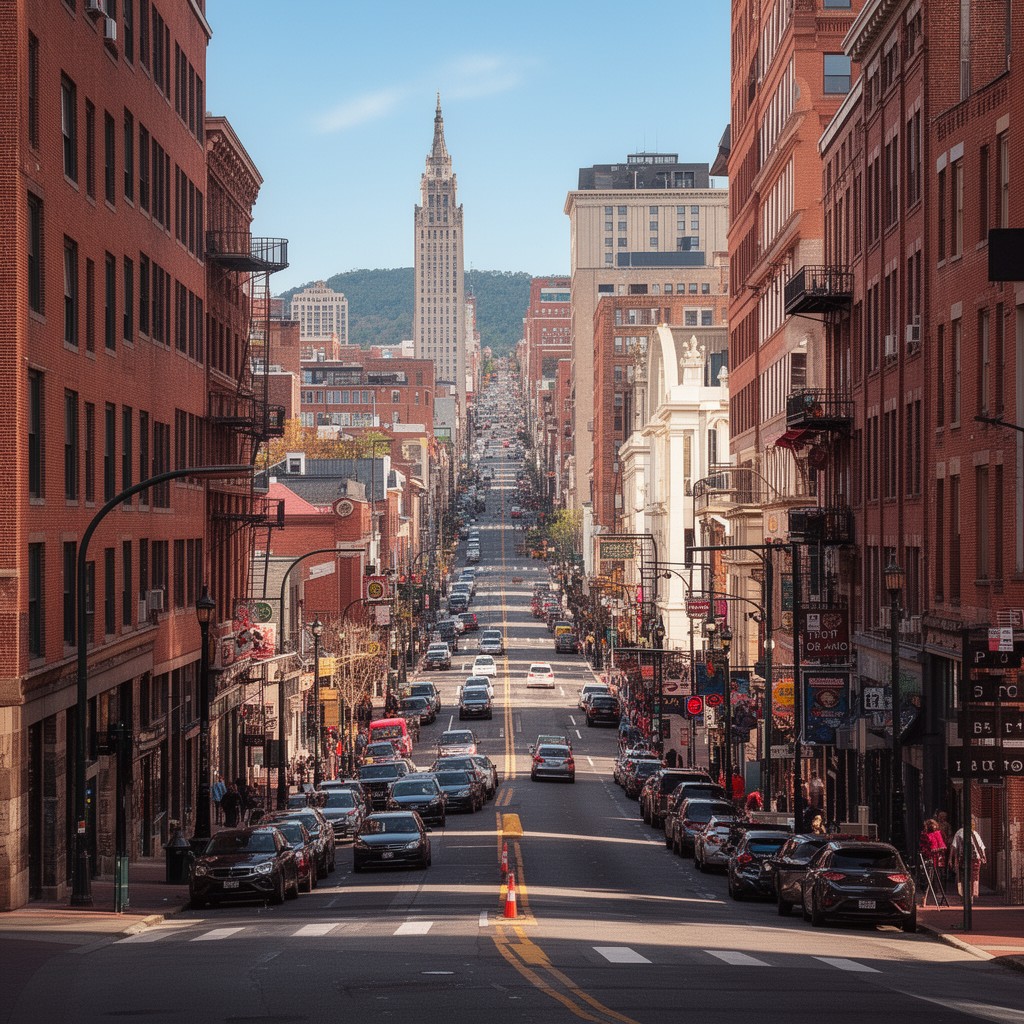 AI-generated illustration of Congress Street, Portland, Maine