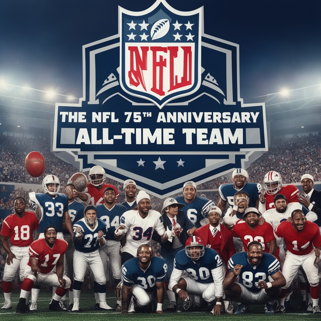 AI-generated illustration of NFL 75th Anniversary All-Time Team