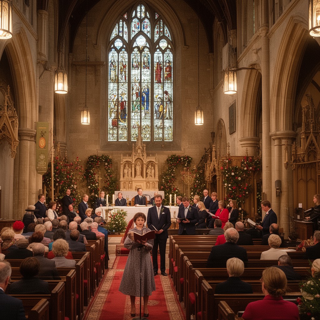 AI-generated illustration of Christmas Day church service at St Mary Magdalene
