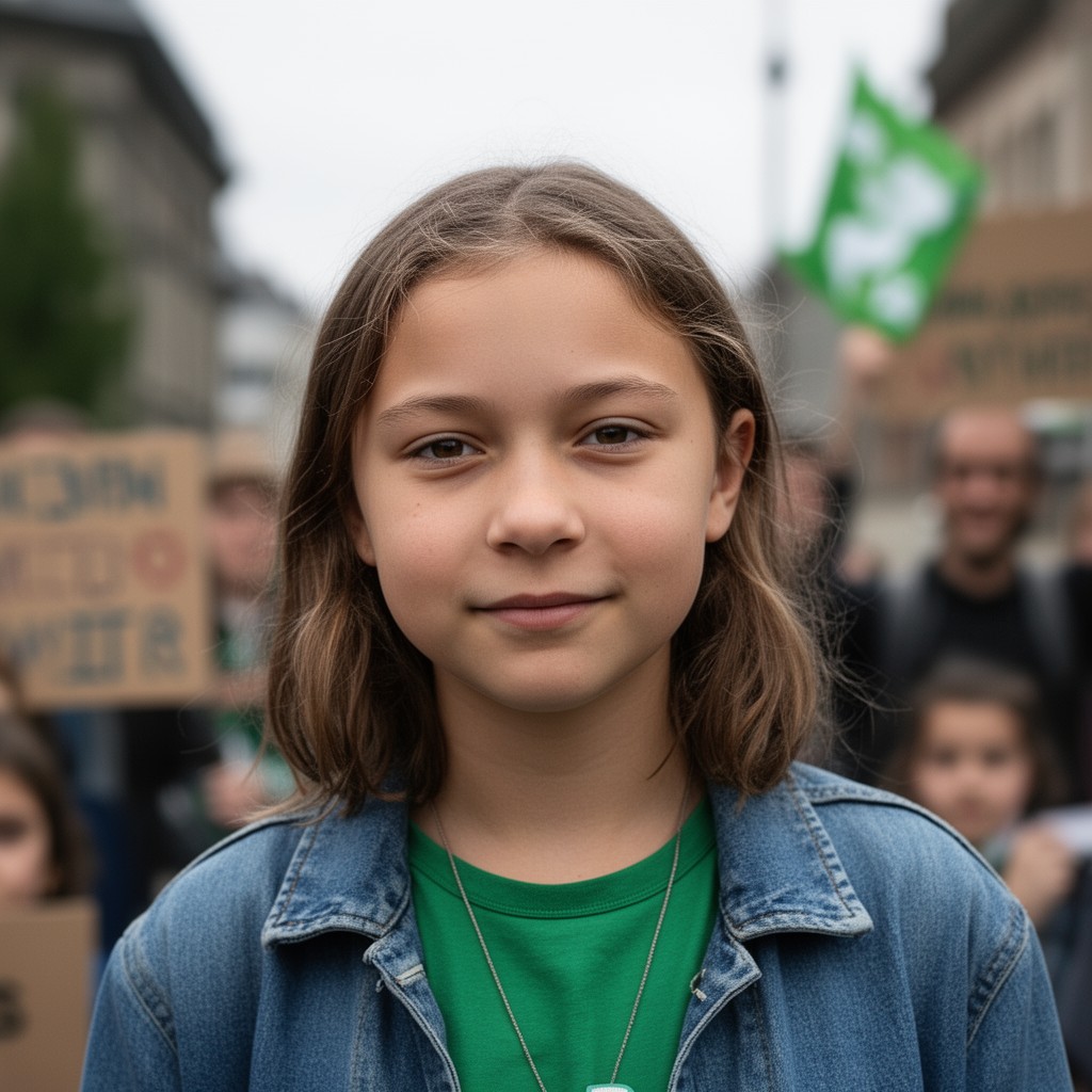 AI-generated illustration of Greta Thunberg