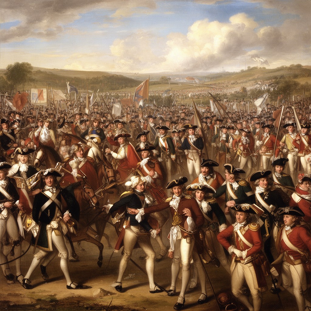 AI-generated illustration of Allied army under Marlborough and Eugene