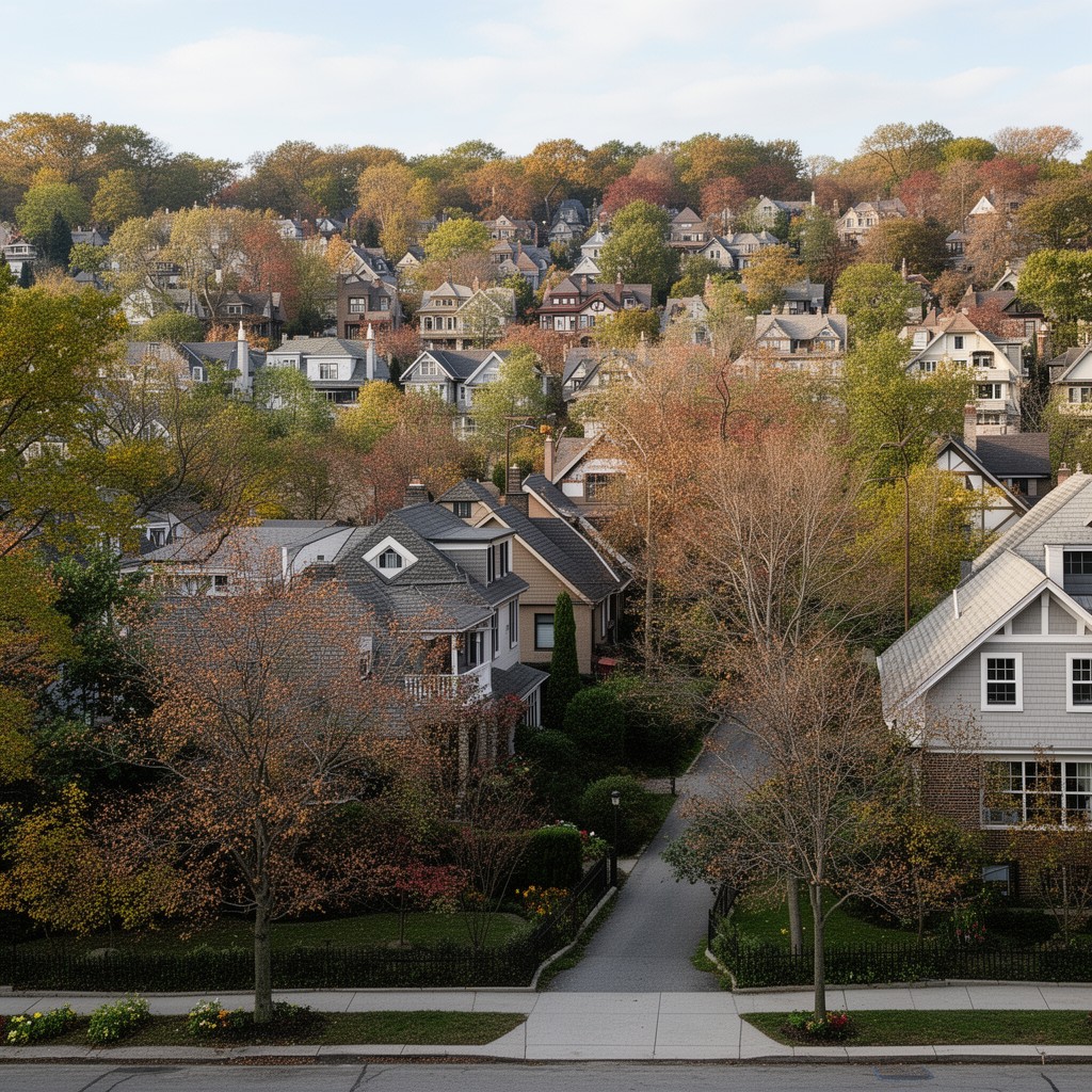AI-generated illustration of Fieldston neighborhood, Bronx, New York City