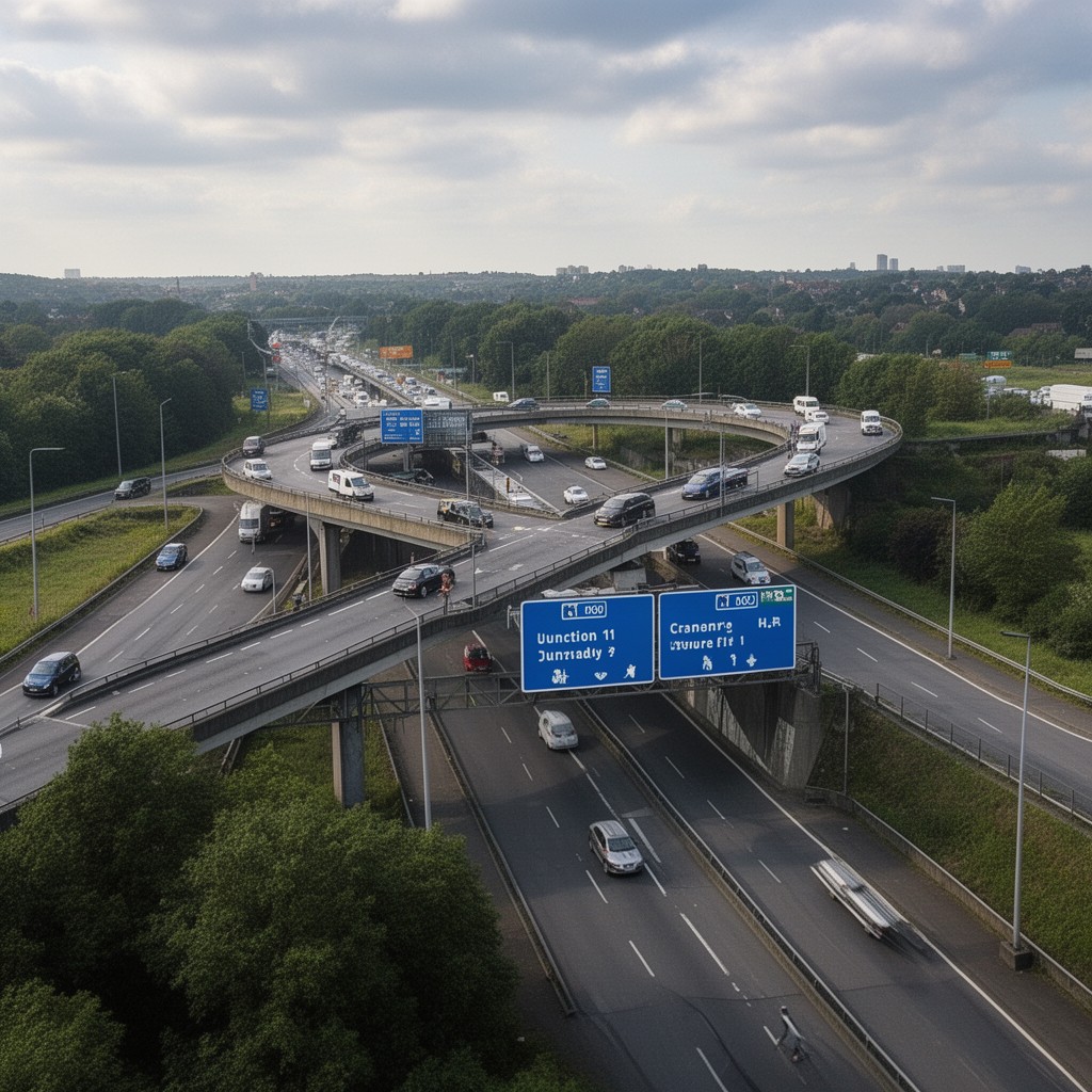 AI-generated illustration of Junction 11 of M60 motorway