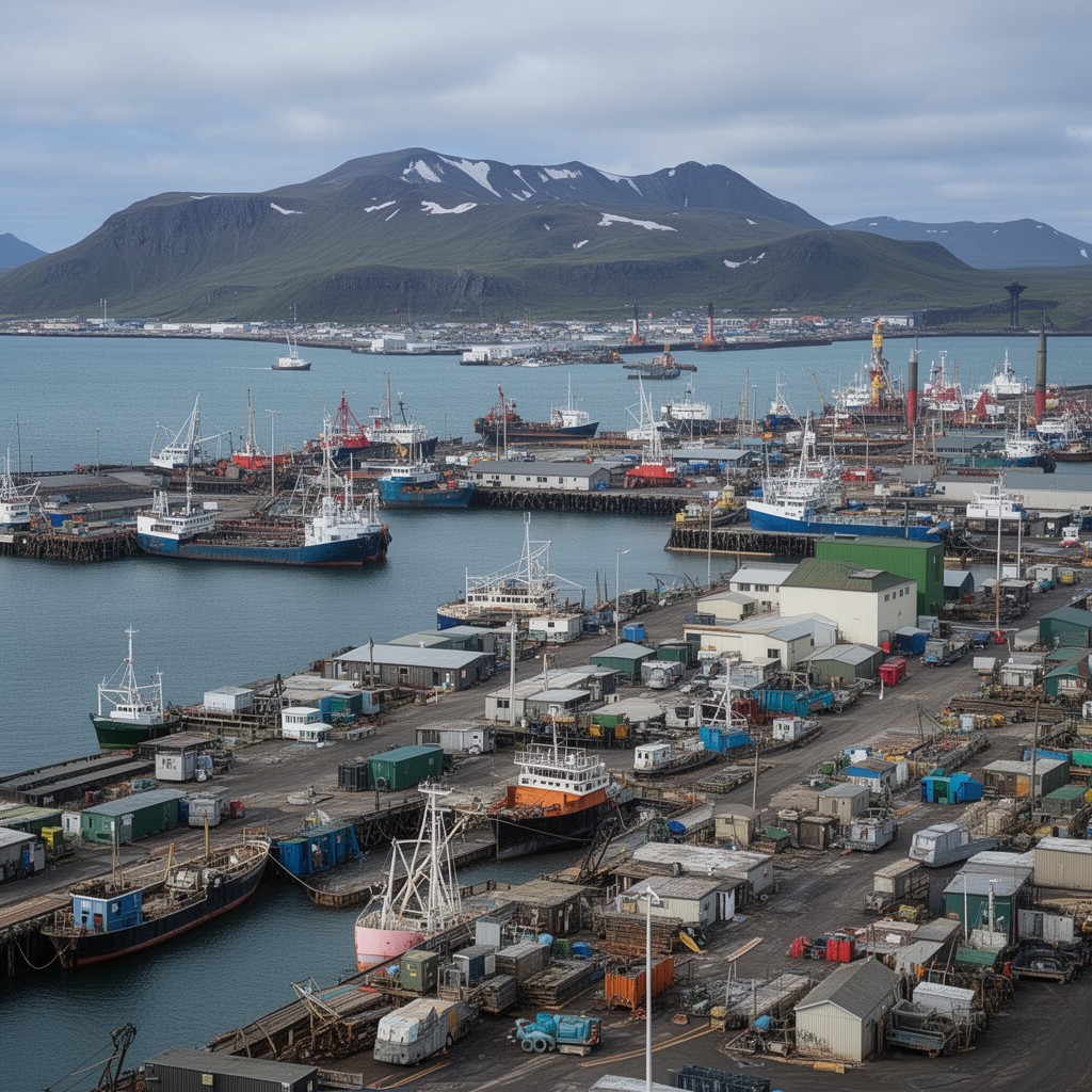 AI-generated illustration of Dutch Harbor, Alaska