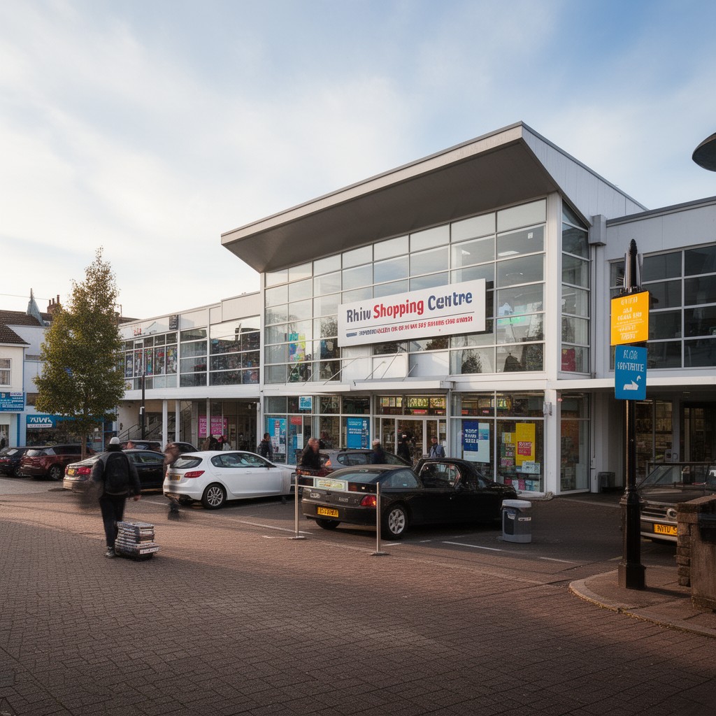 AI-generated illustration of Rhiw Shopping Centre