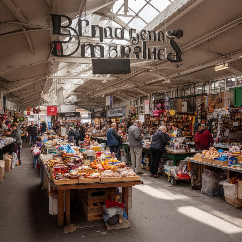 AI-generated illustration of Bridgend market