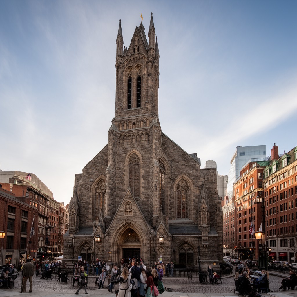 AI-generated illustration of Trinity Church in the City of Boston