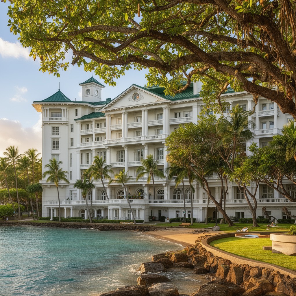 AI-generated illustration of Moana Surfrider Hotel