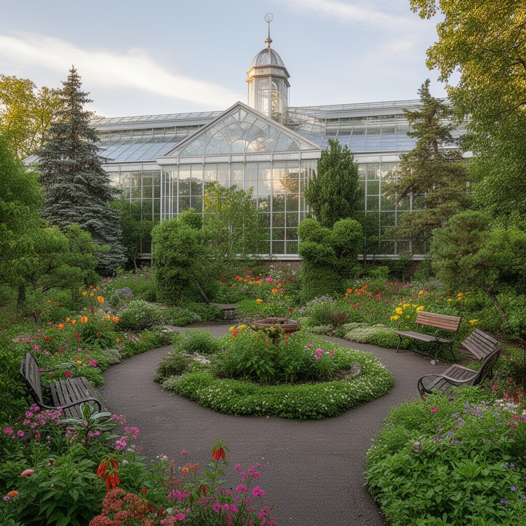 AI-generated illustration of MSU Main Botanical Garden