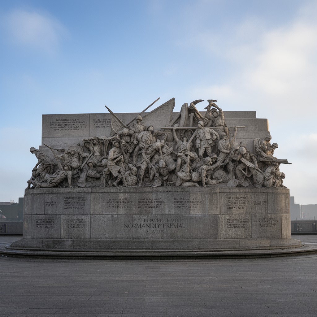 AI-generated illustration of Normandy landings memorial