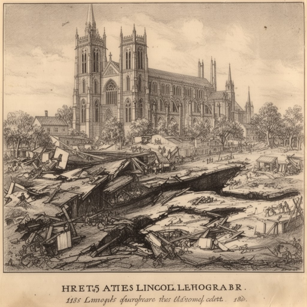 AI-generated illustration of 1185 Lincoln earthquake