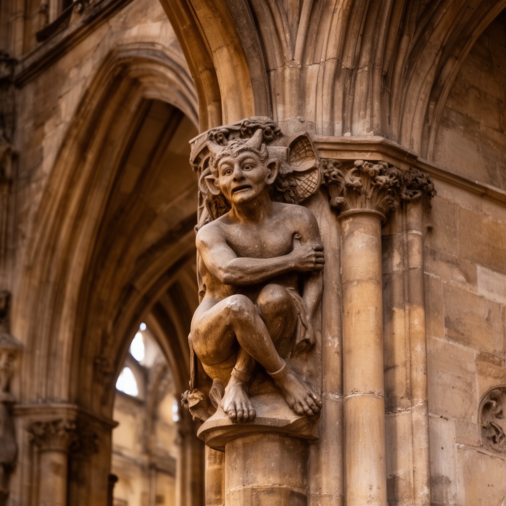 AI-generated illustration of Lincoln Imp carving