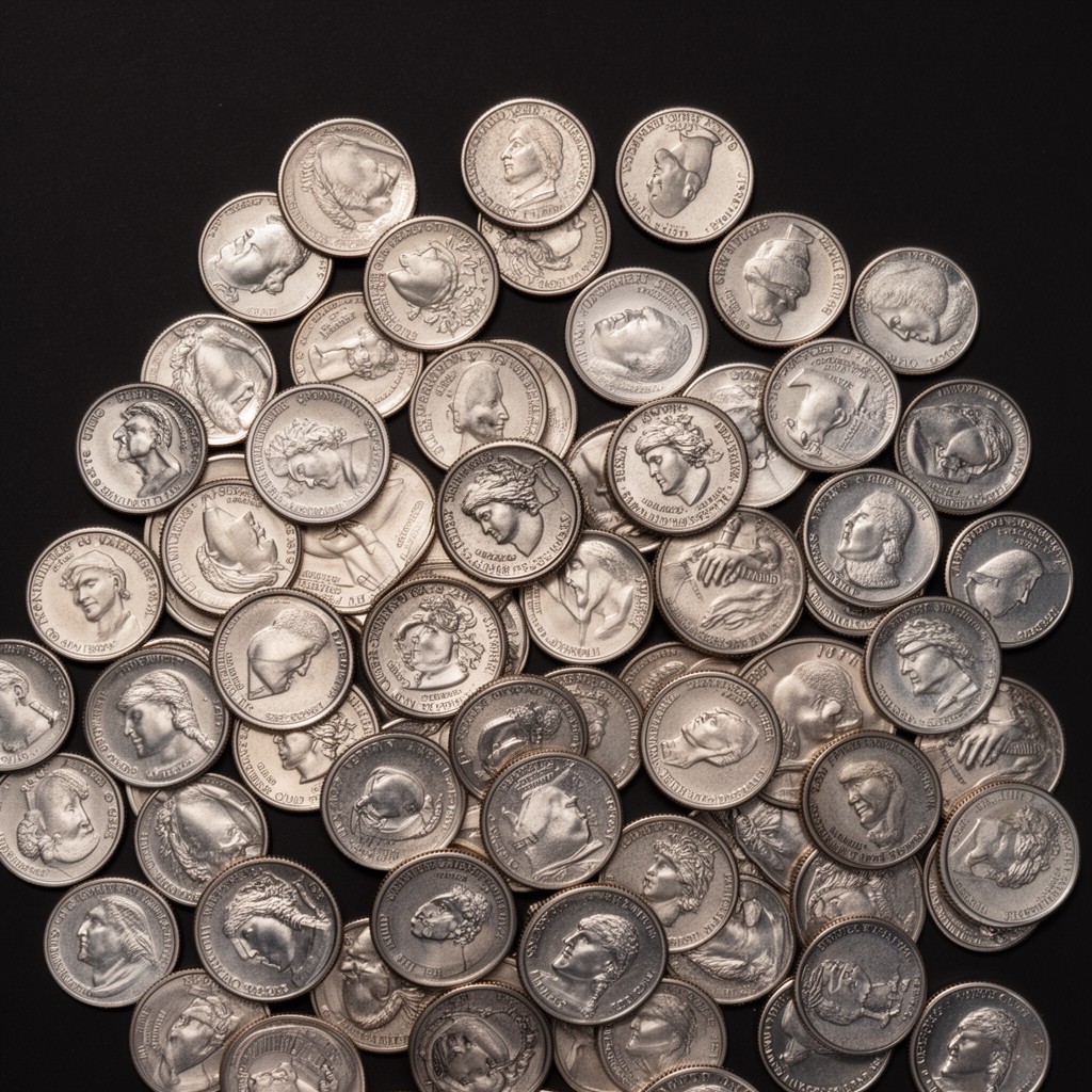 AI-generated illustration of United States quarter dollar coins