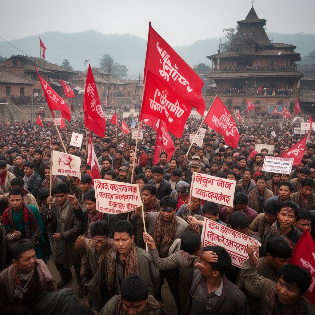 AI-generated illustration of Nepalese Maoist movement