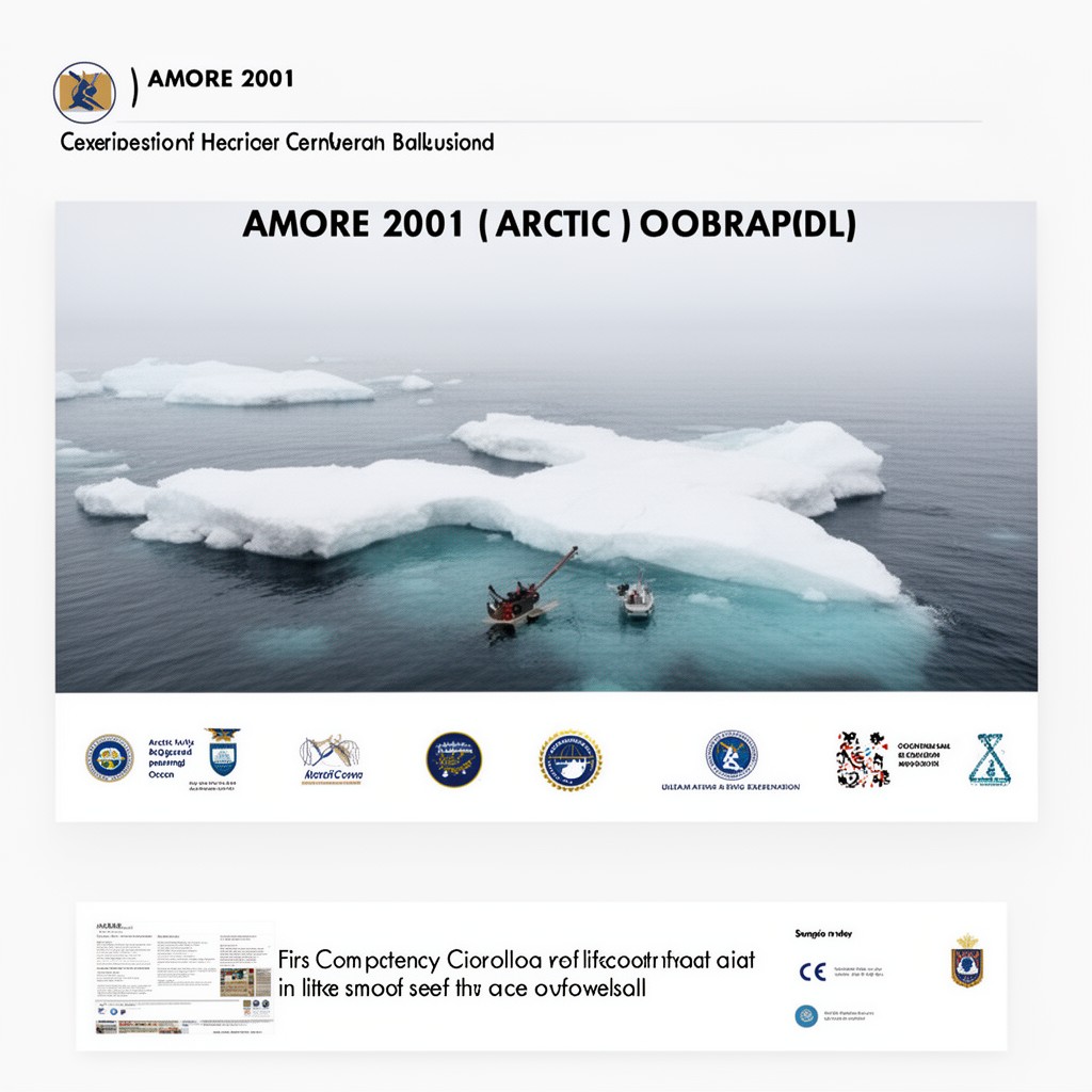 AI-generated illustration of AMORE 2001 (Arctic Mid-Ocean Ridge Expedition)