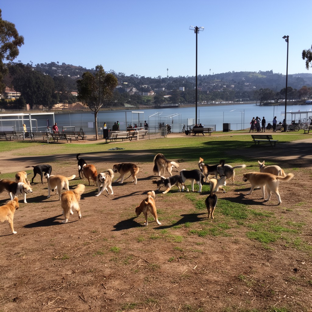 AI-generated illustration of Dog Park at Silver Lake Reservoir