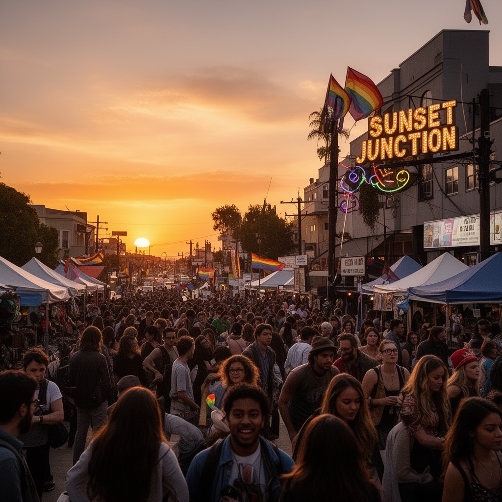 AI-generated illustration of Sunset Junction Street Fair (historical)