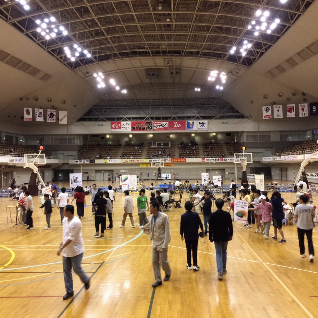 AI-generated illustration of Osaka Municipal Central Gymnasium