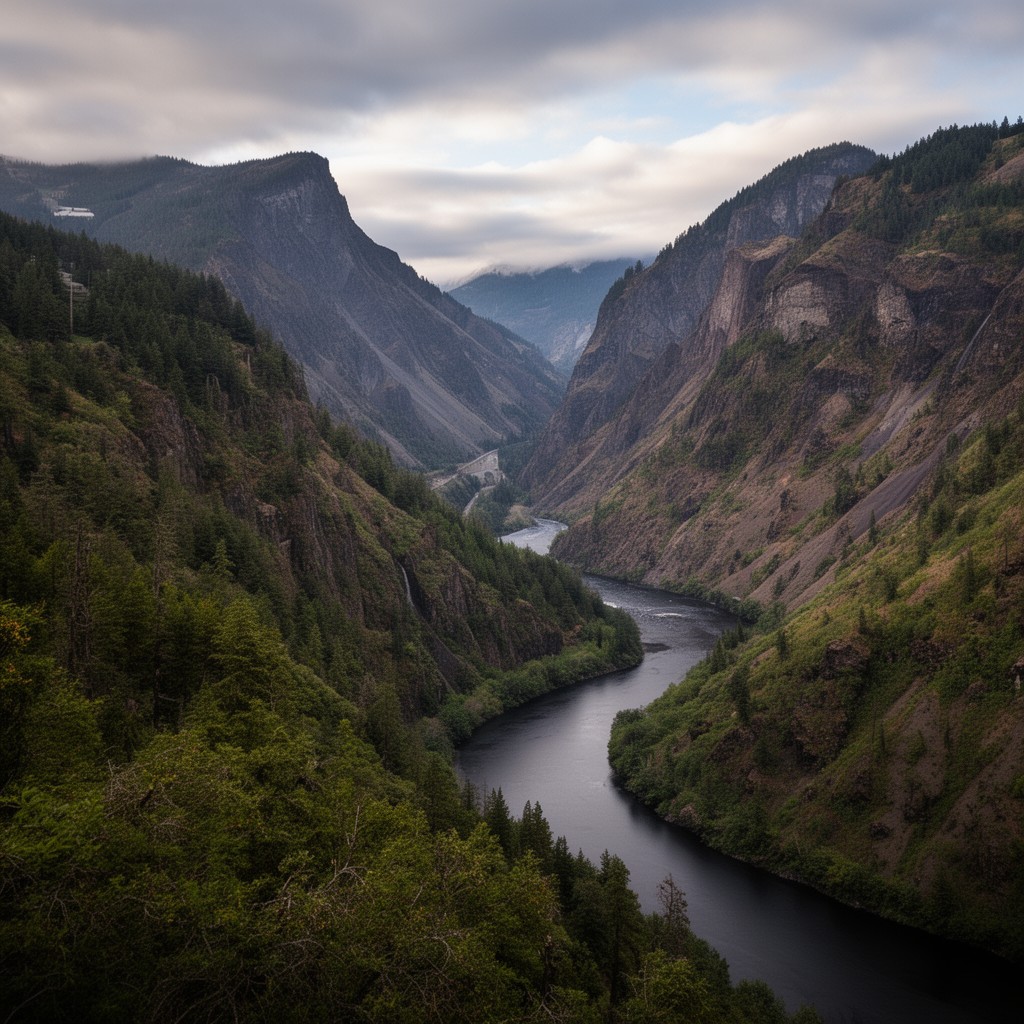 AI-generated illustration of Columbia River Gorge National Scenic Area