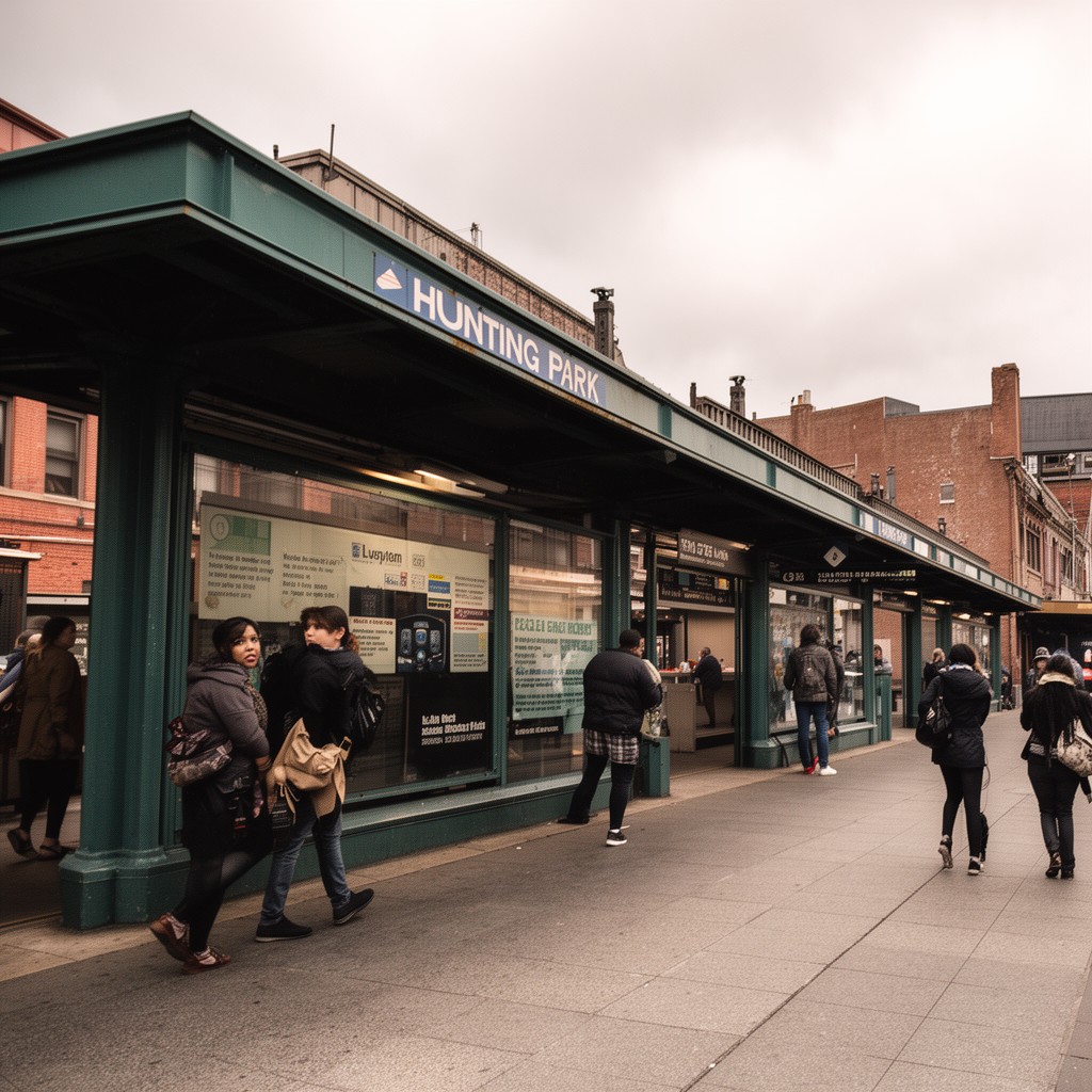 AI-generated illustration of Hunting Park station