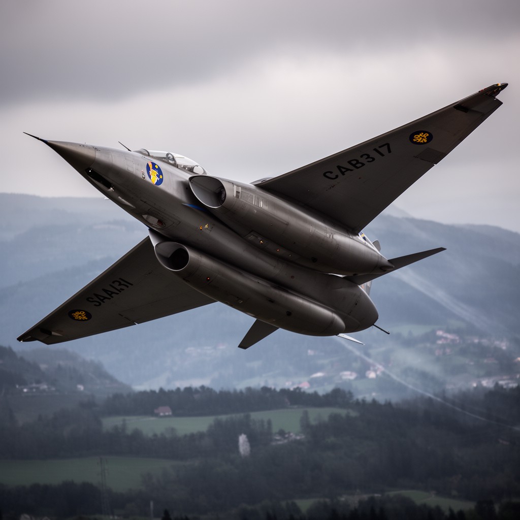 AI-generated illustration of Saab 35 Draken