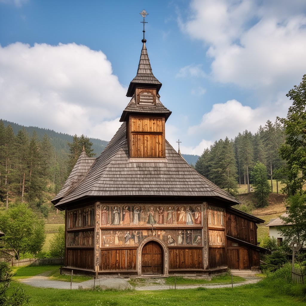 AI-generated illustration of St Michael Archangel Church in Dębno Podhalańskie