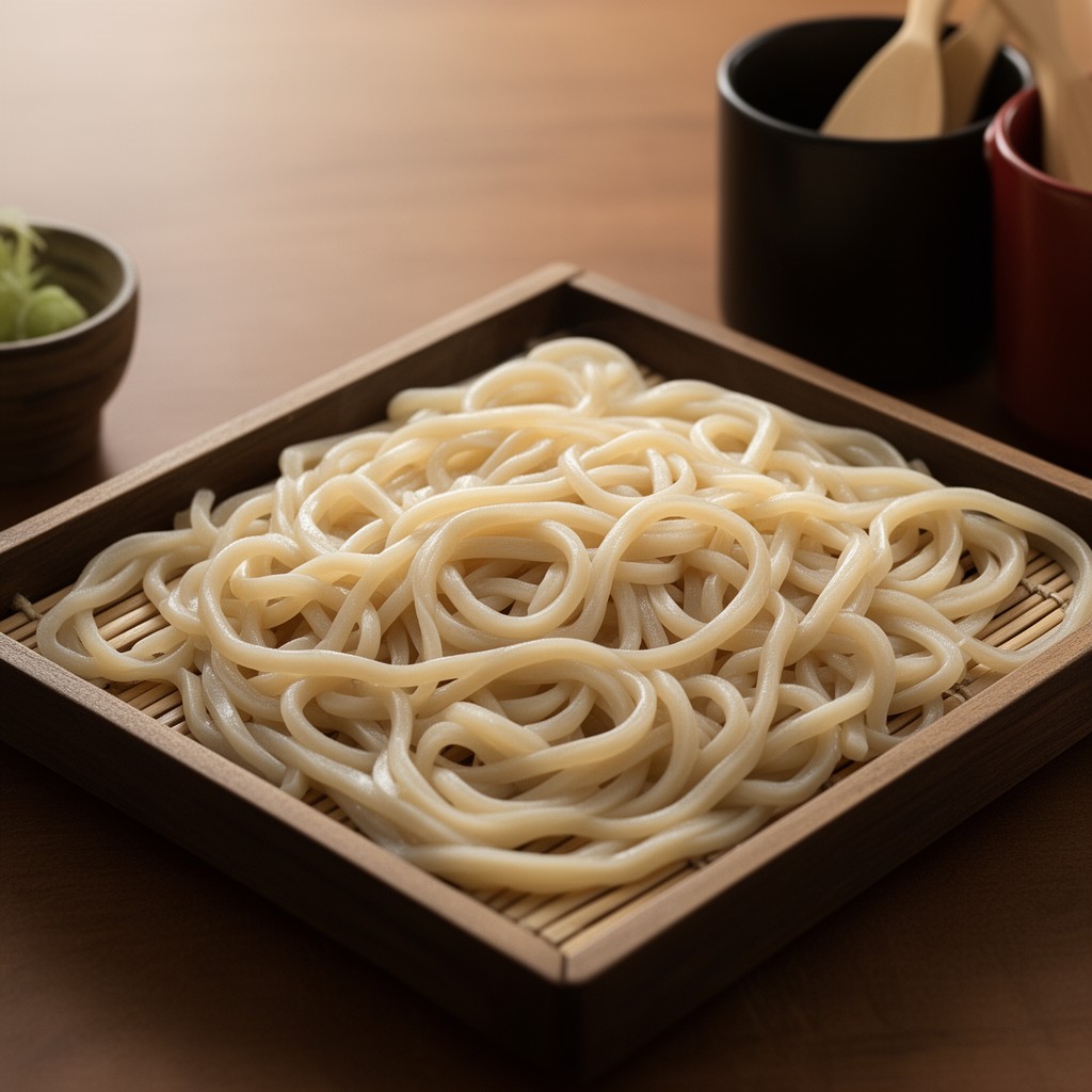 AI-generated illustration of kishimen noodles