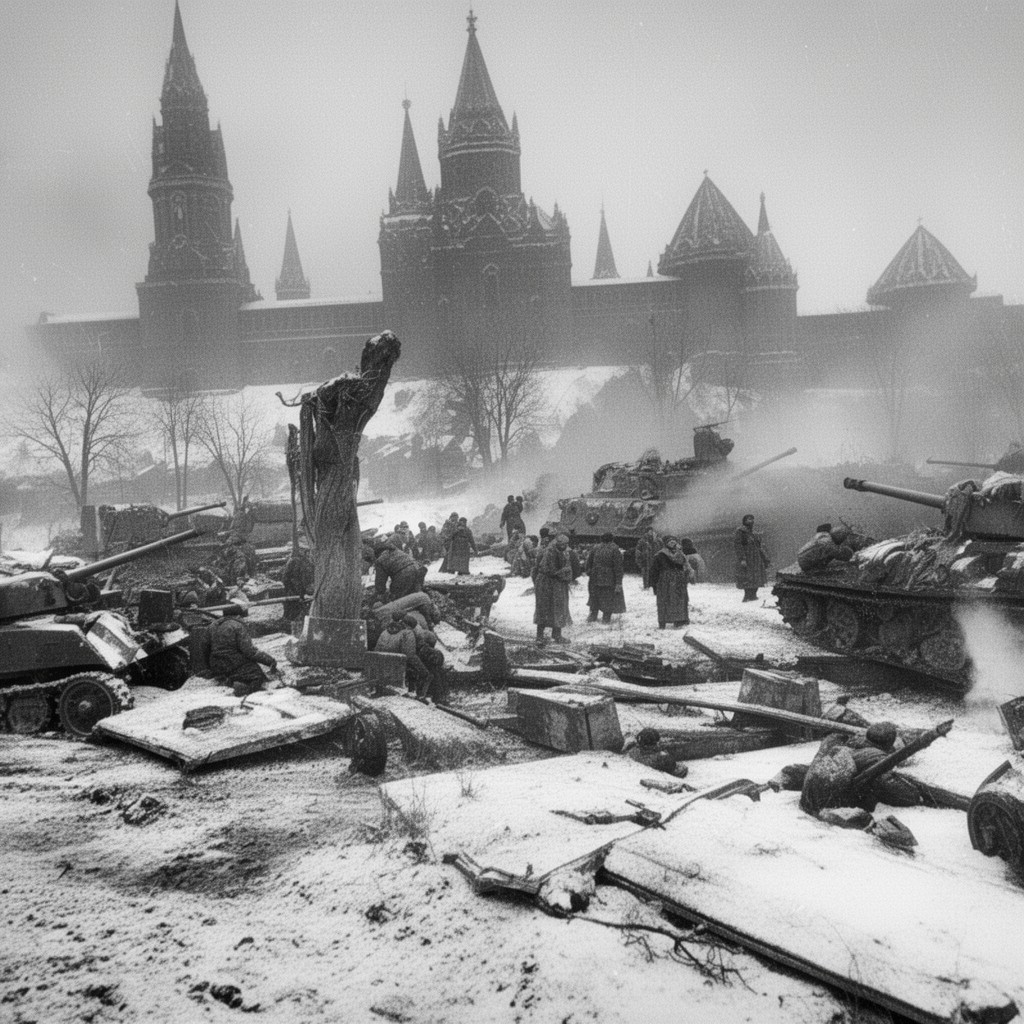 AI-generated illustration of Soviet winter counteroffensive of 1941–1942