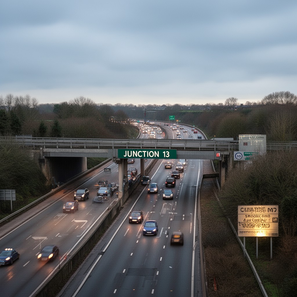 AI-generated illustration of Junction 13 of M60 motorway