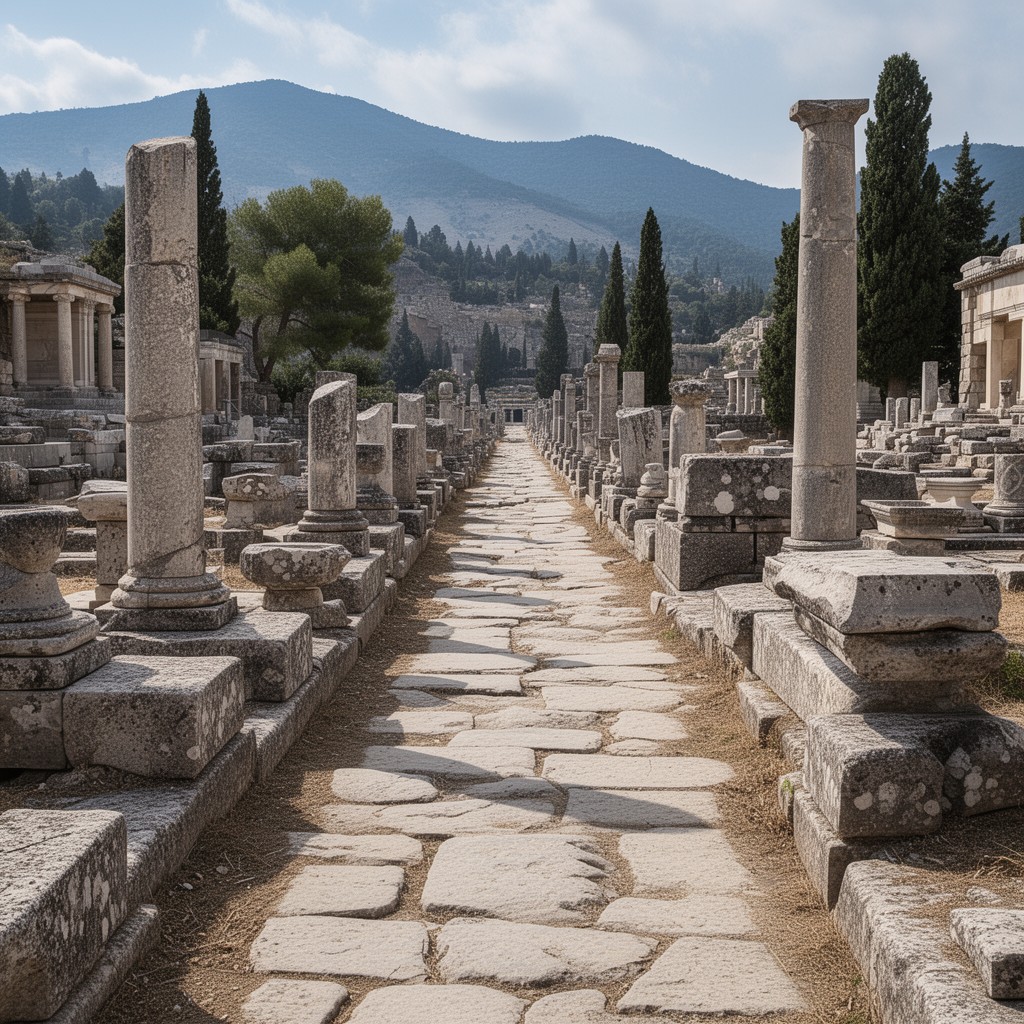 AI-generated illustration of Sacred Way at Delphi