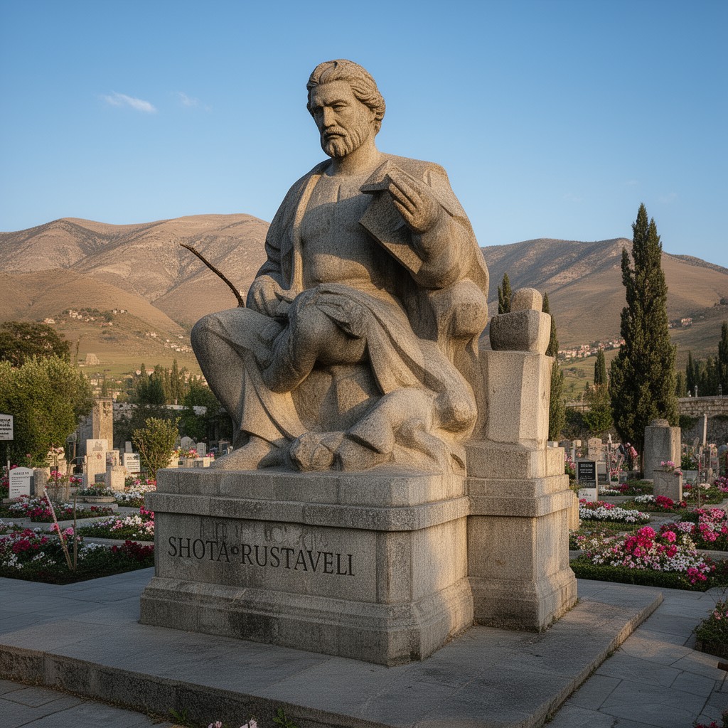AI-generated illustration of Shota Rustaveli (symbolic memorial)