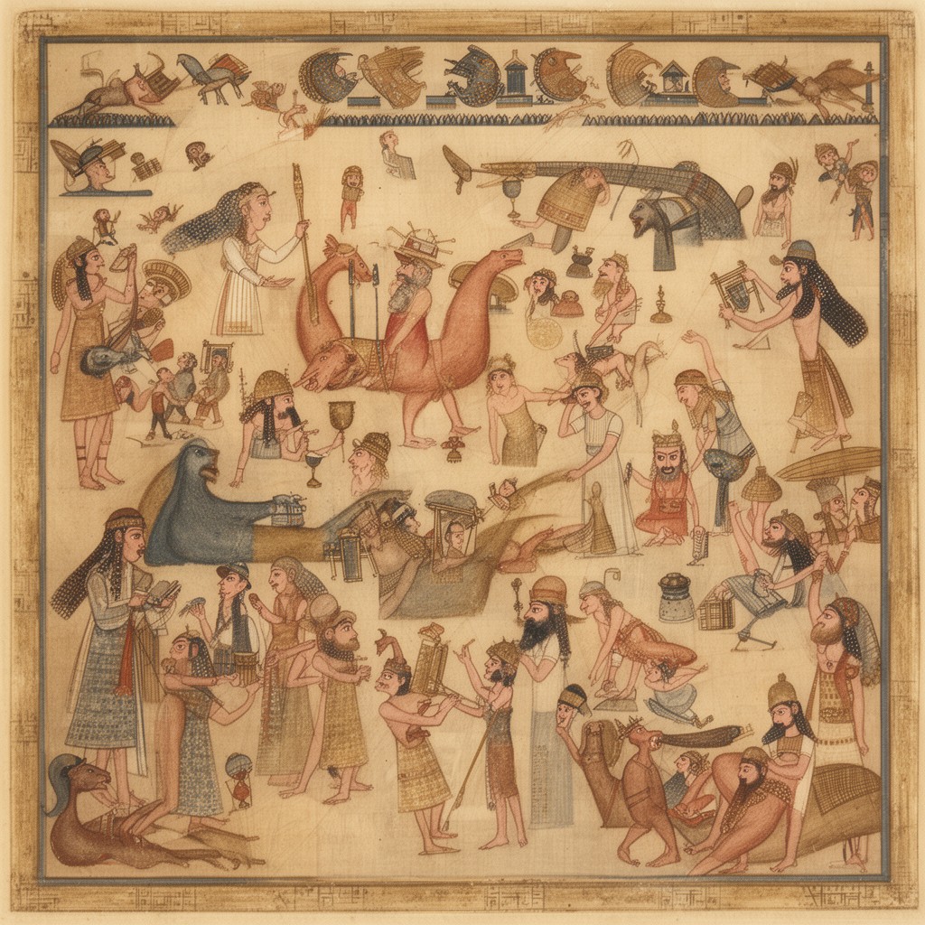 AI-generated illustration of Babylonian polytheism