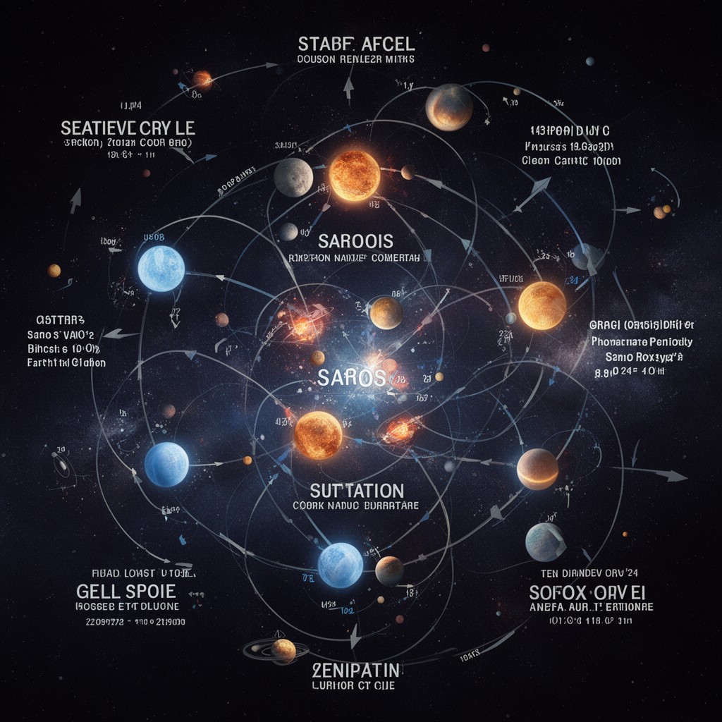 AI-generated illustration of Saros cycle