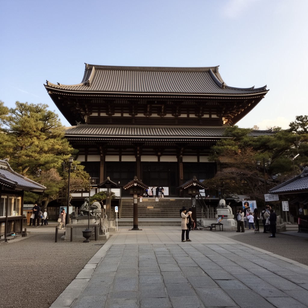 AI-generated illustration of Shitennoji Temple area