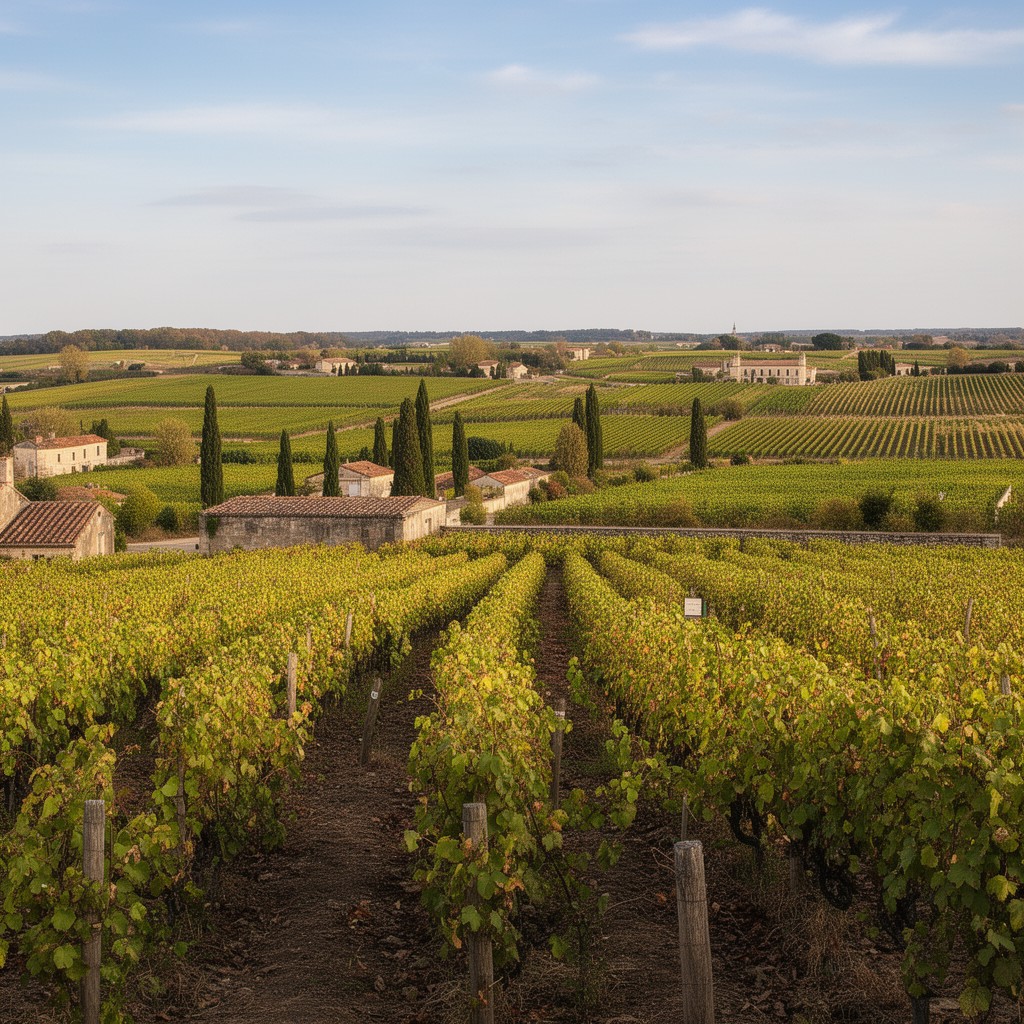 AI-generated illustration of Bordeaux wine region