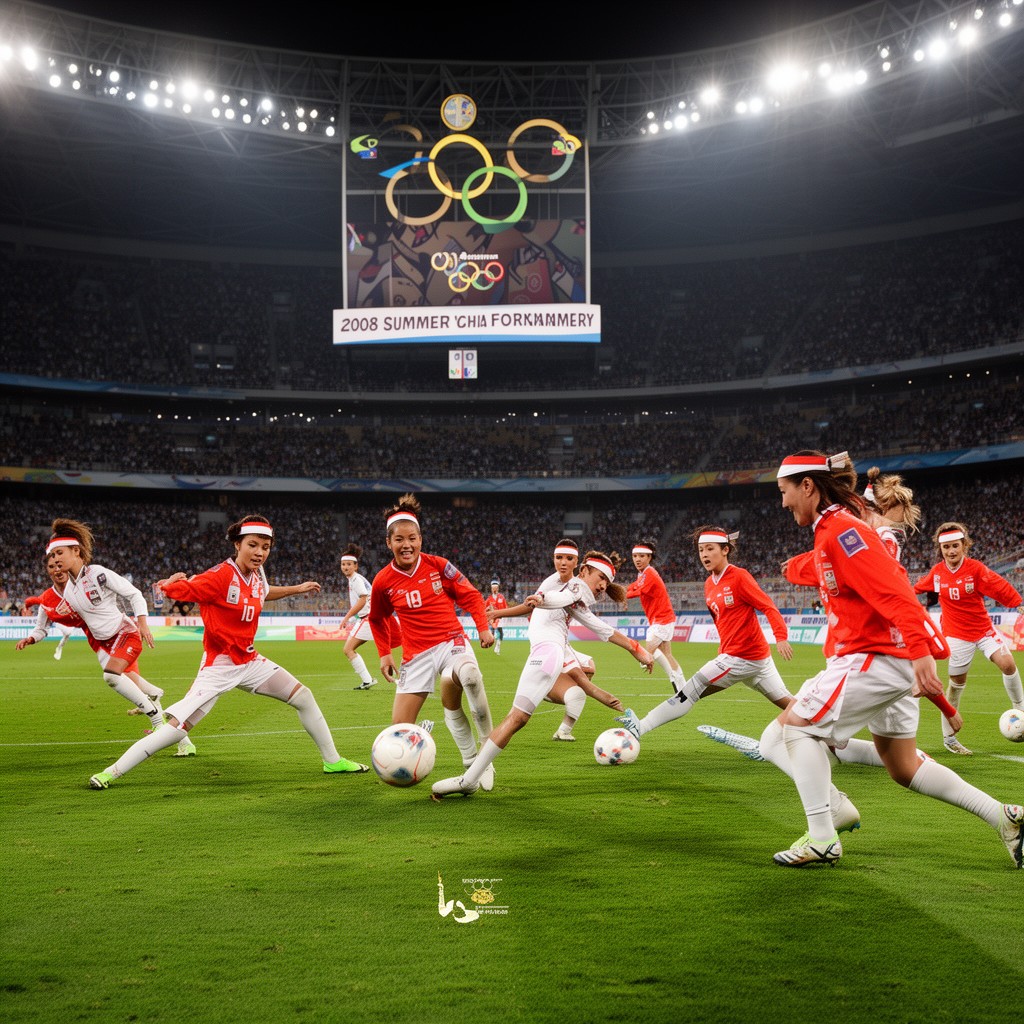 AI-generated illustration of 2008 Summer Olympics women's football tournament