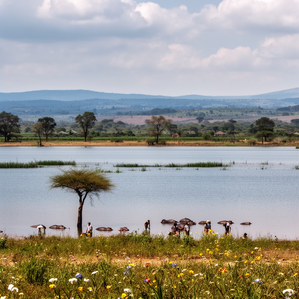 AI-generated illustration of Lake Naivasha