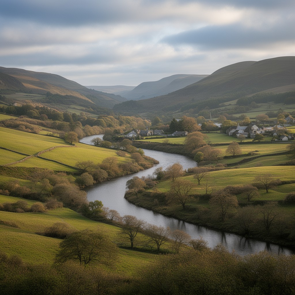 AI-generated illustration of River Annan valley