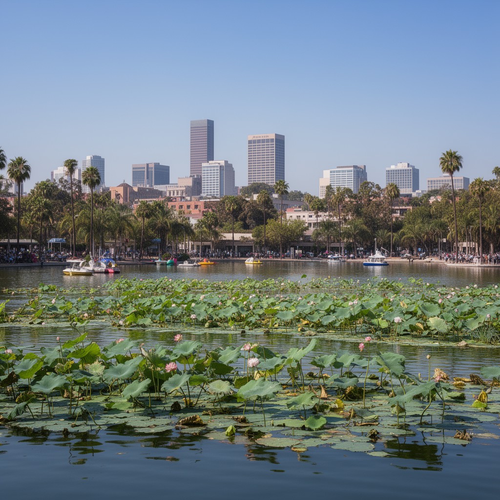 AI-generated illustration of Echo Park Lake