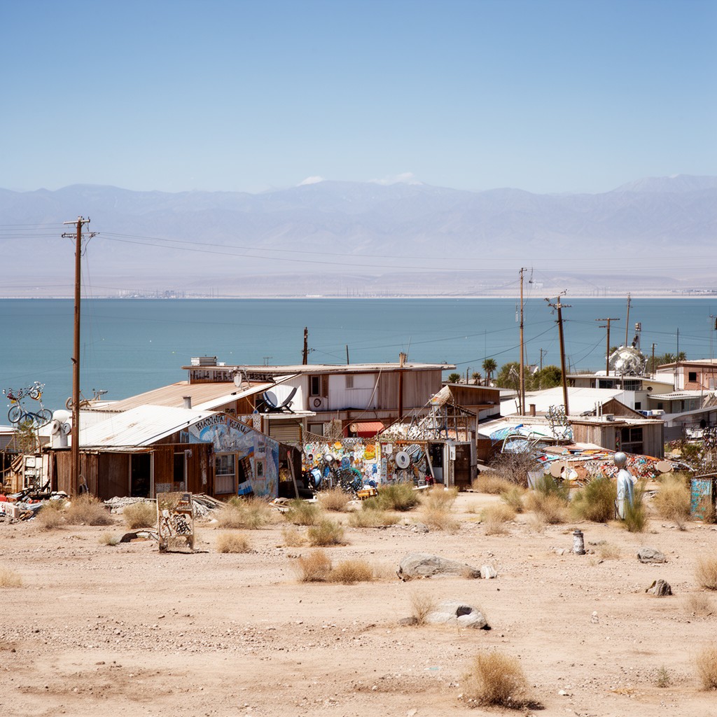 AI-generated illustration of Bombay Beach, California