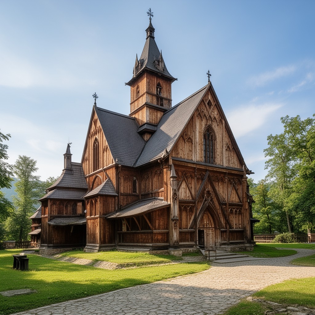 AI-generated illustration of St Michael Archangel Church in Haczów