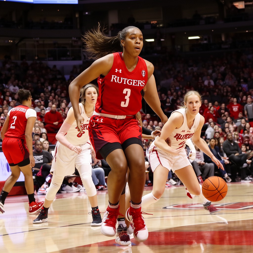 AI-generated illustration of Rutgers Scarlet Knights women’s basketball